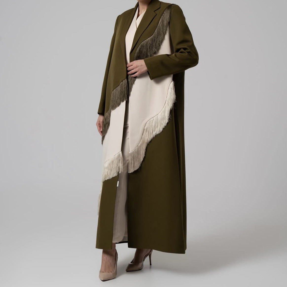 Tassel-trimmed long coat